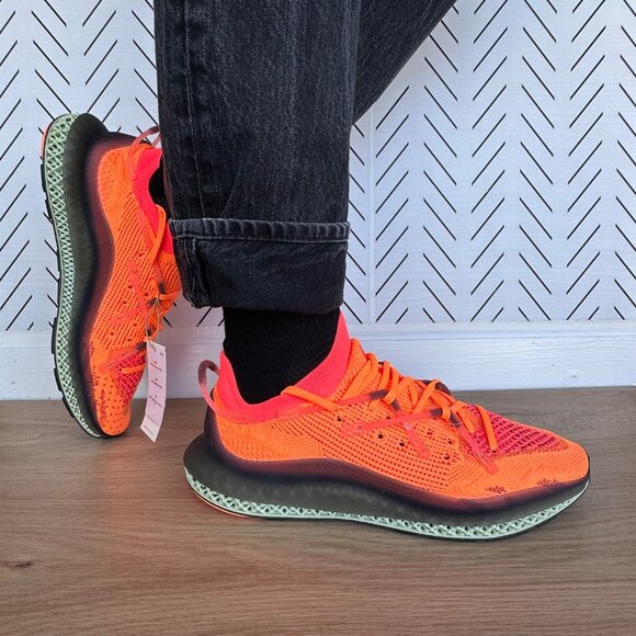 ⭐Adidas 4D Fusio Screaming Orange Prime knit Sz 9 Mens Shoes Sneaker FY5929 - Picture 3 of 12